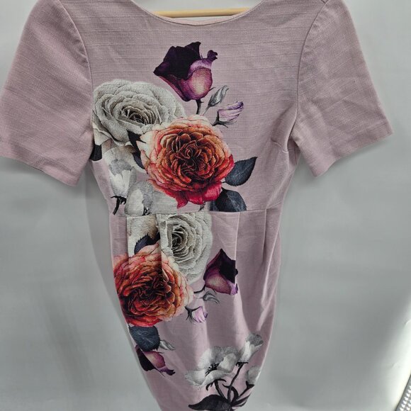 Asos Light Pink Floral Textured Back V-Neck Midi Dress Size 4 - Picture 3 of 15